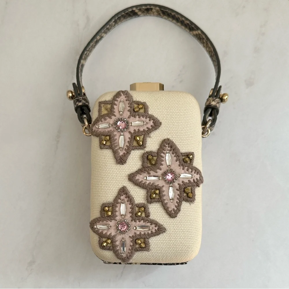 Tory Burch Jardin Canvas Minaudiere Clutch